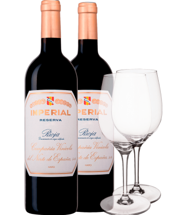 Imperial Reserva 2015, 2 bottles with 2 glasses