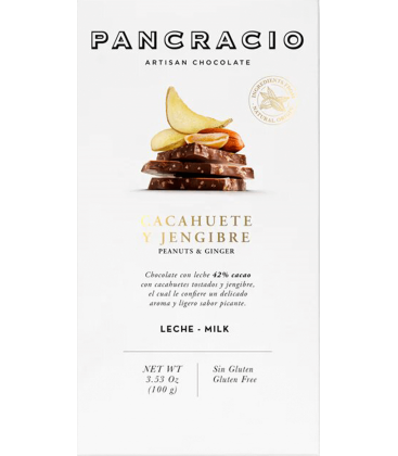 Tableta Chocolate con Leche Pancracio Cacahuete y Jengibre 