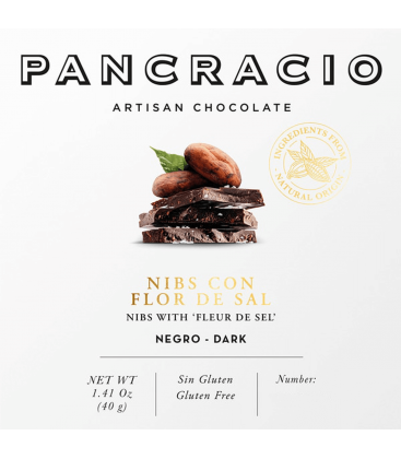 Mini Tableta Chocolate Negro Pancracio Nibs con Flor de Sal 40gr